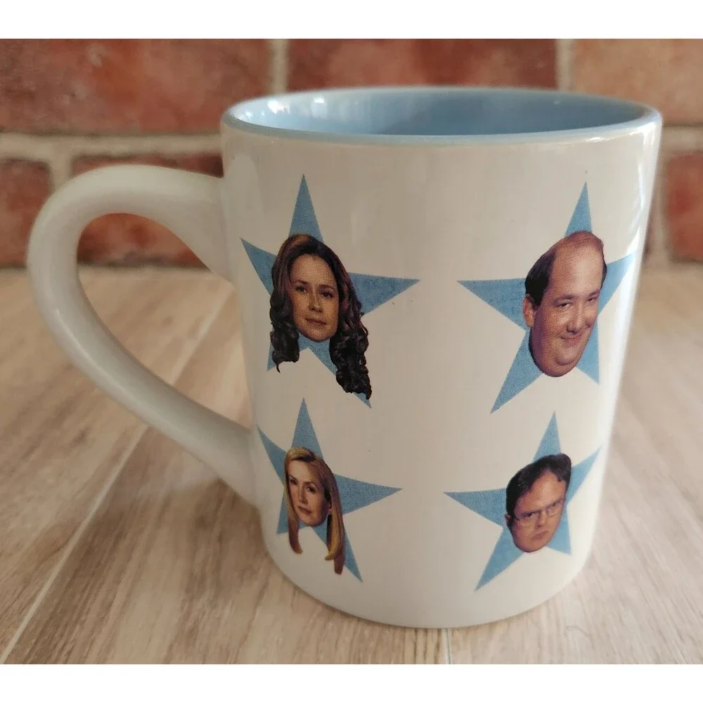 The Office TV Show Coffee Mug NBC Sitcom Cast Faces Michael Jim Dwight Pam EUC